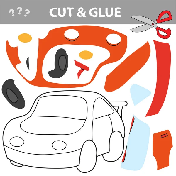 Educatie papier spel voor kinderen auto. Gebruik schaar en lijm om de afbeelding te maken — Stockvector