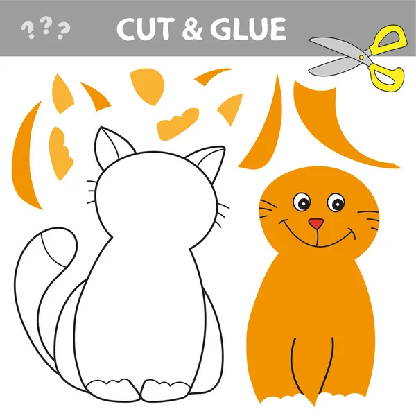 Vzdělávací hra pro děti, Cat. Použijte nůžky a lepidlo k vytvoření obrázku. — Stockový vektor