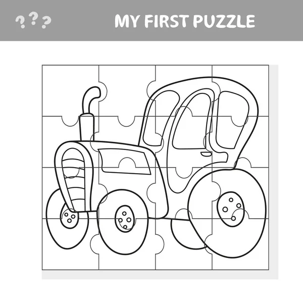 Puzzlespiel für Vorschulkinder mit Traktor — Stockvektor