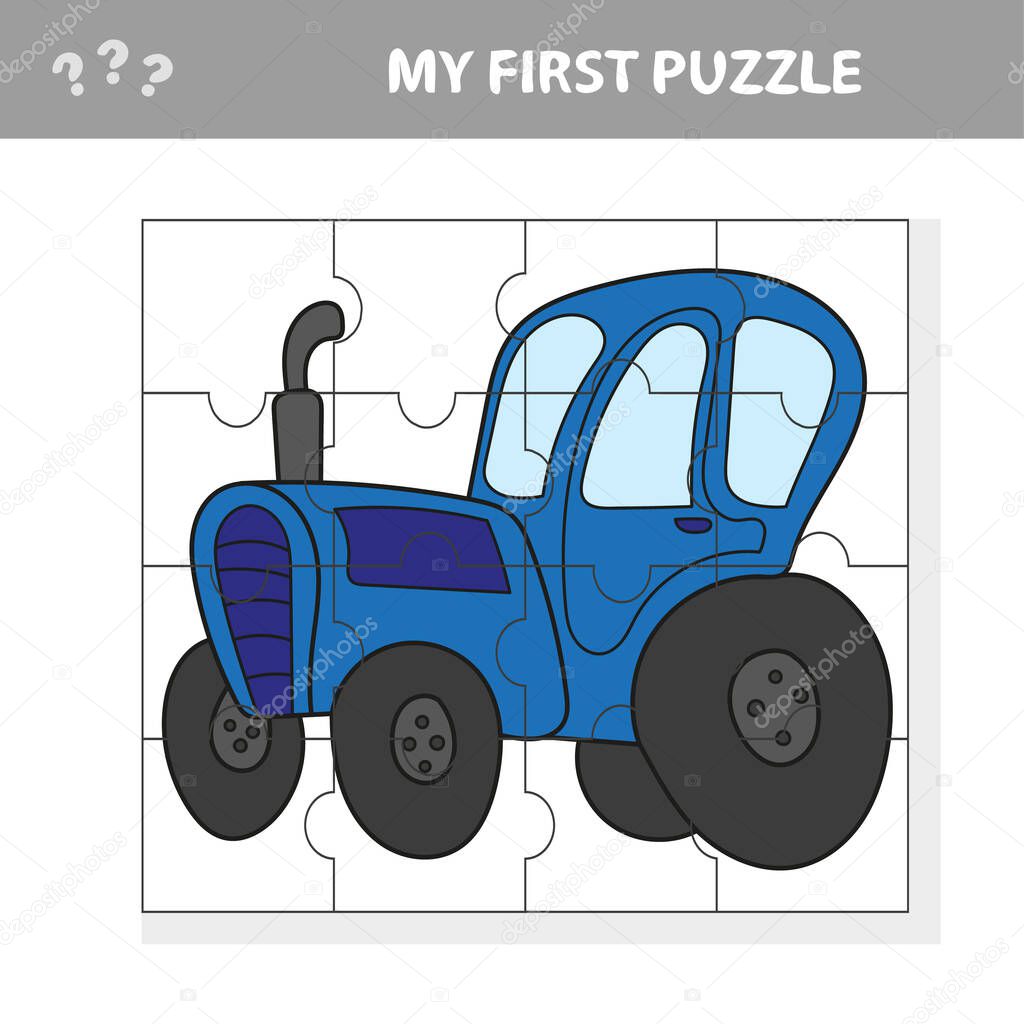 Education Puzzle Game for Preschool Children with Tractor