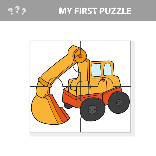 Lustiger Cartoon-Bagger. Lernspiel für Kinder - mein erstes Puzzle — Stockvektor