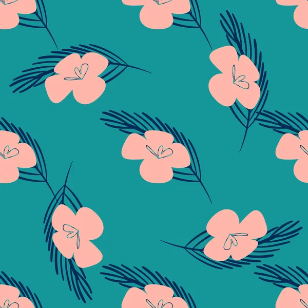 Flores vectoriales patten. Diseño sin costuras con elementos botánicos simples — Vector de stock