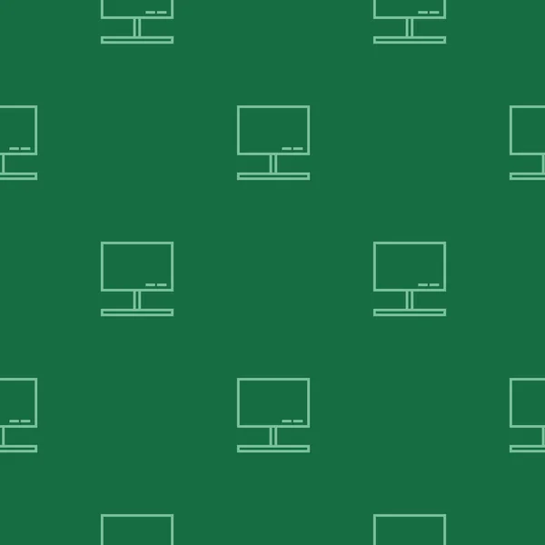 Čára Počítač monitor ikona izolované bezešvé vzor na zeleném pozadí — Stockový vektor