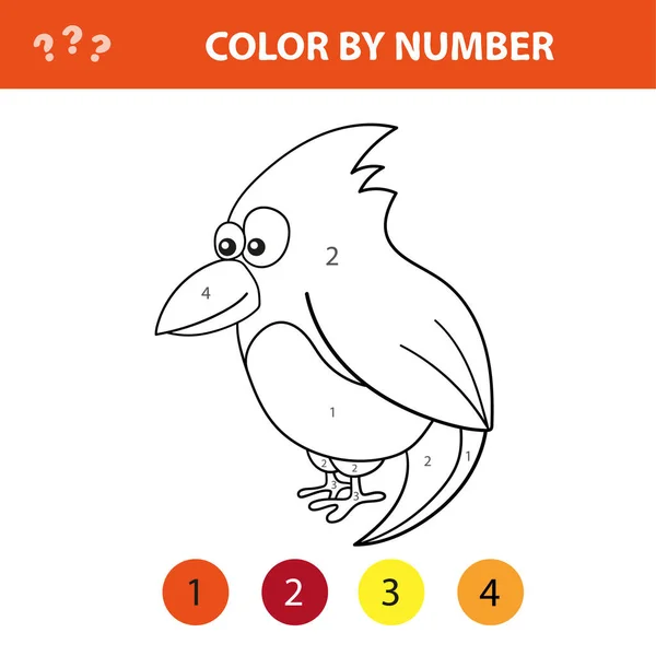 Juego de niños educacionales. Colorea la imagen por número. Libro para colorear con pájaro — Archivo Imágenes Vectoriales