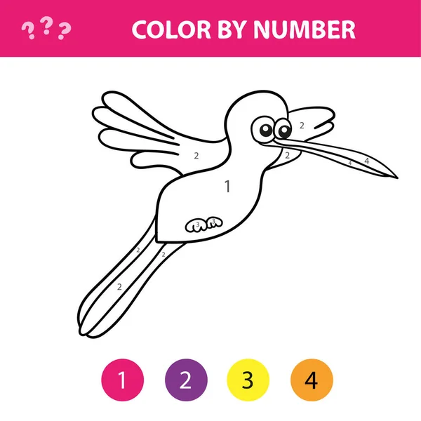 Eğitici çocuklar oyunu. Resmi numarasına göre renklendir. Kuşla boyama kitabı — Stok Vektör