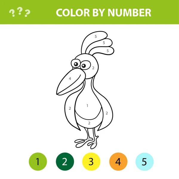 Juego de niños educacionales. Colorea la imagen por número. Libro para colorear con pájaro — Archivo Imágenes Vectoriales