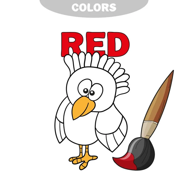 Kleurboek - vinnige vogel. Kleuren leren. — Stockvector