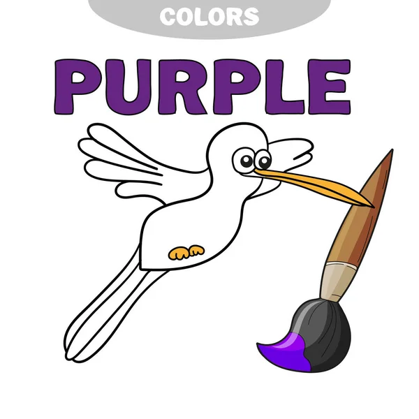 Libro da colorare gioco educativo colibri uccello - illustrazione vettoriale — Vettoriale Stock