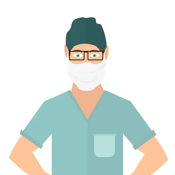 年轻的白人男医生医疗面罩医生治疗人们的结肠炎 — 图库矢量图片