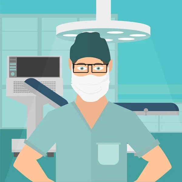 Docteur à l'hôpital. Médecin masqué - fichier vectoriel — Image vectorielle