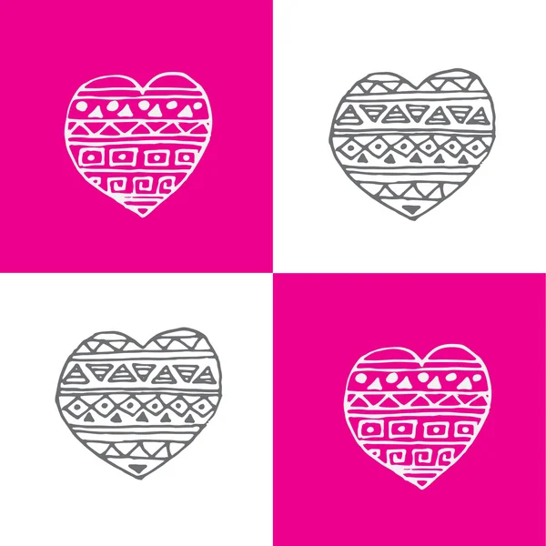 Card template with hearts with ornament. It can be used to print T-shirt — Stock Vector