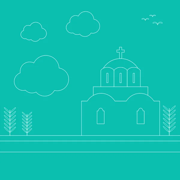 Векторное изображение Греческая церковь в линейном стиле — Бесплатное стоковое фото