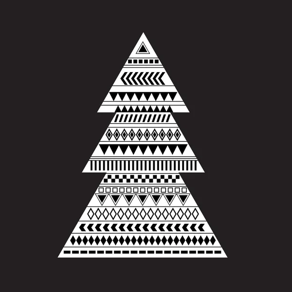 Image géométrique des arbres de Noël avec ornements — Image vectorielle