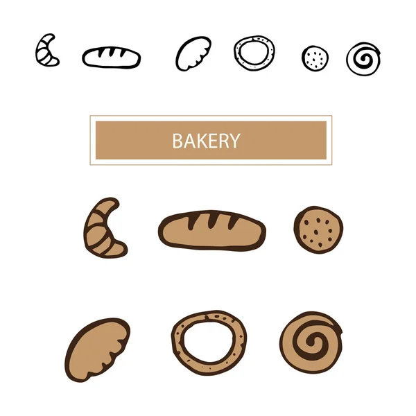 Imágenes vectoriales de productos para hornear. Símbolos dibujados a mano con tinta — Vector de stock