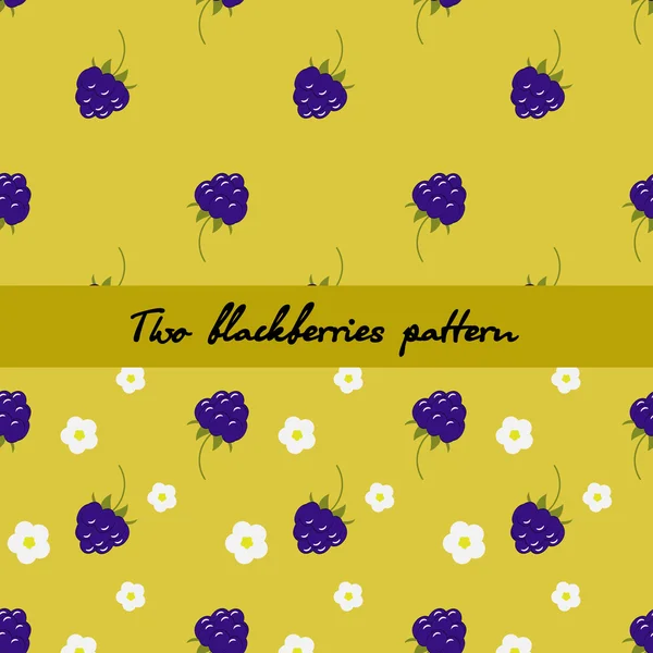 Two seamless pattern with blackberries. mustard color Background — ストックベクタ