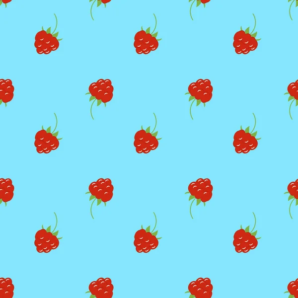 Bright seamless pattern with a raspberries. turquoise background — ストックベクタ