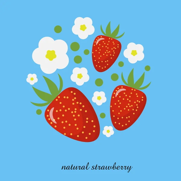 Natural strawberries in a circle design — ストックベクタ
