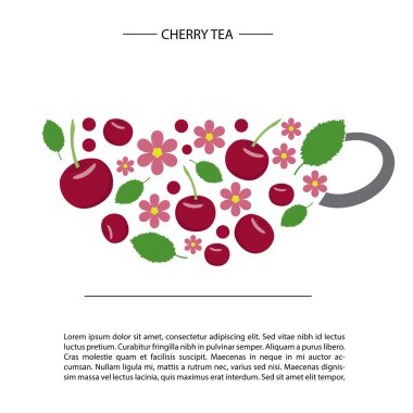 şekil tasarlamak. kiraz çay. kart veya poster şablonu
