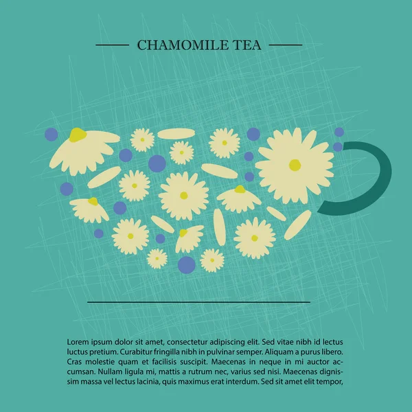 Desain bentuk cangkir. Teh chamomile. latar belakang tergores retro — Foto Stok Gratis