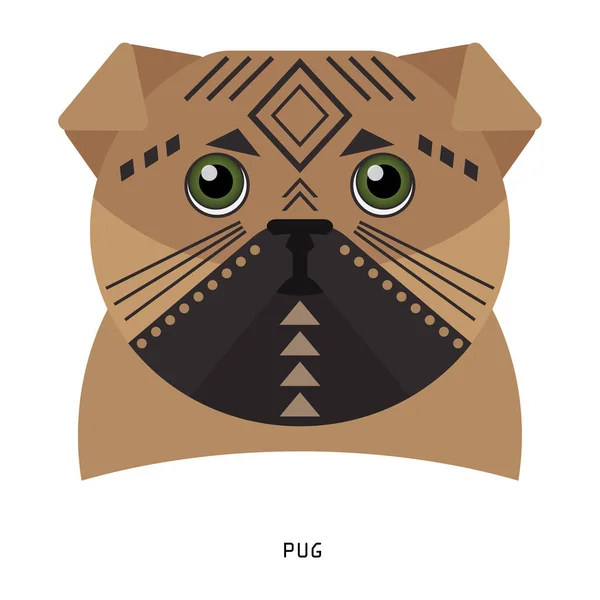 Geometrische portret van mopshond. Het kan worden gebruikt voor het ontwerp van de kleding en kaarten — Stockvector