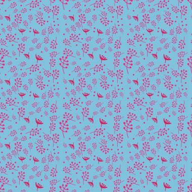 el ile mürekkep kalemle çizilmiş kırmızı otlar ile Seamless modeli. mavi arka plan. Kapakları Davetiyeler afiş için kullanılabilir