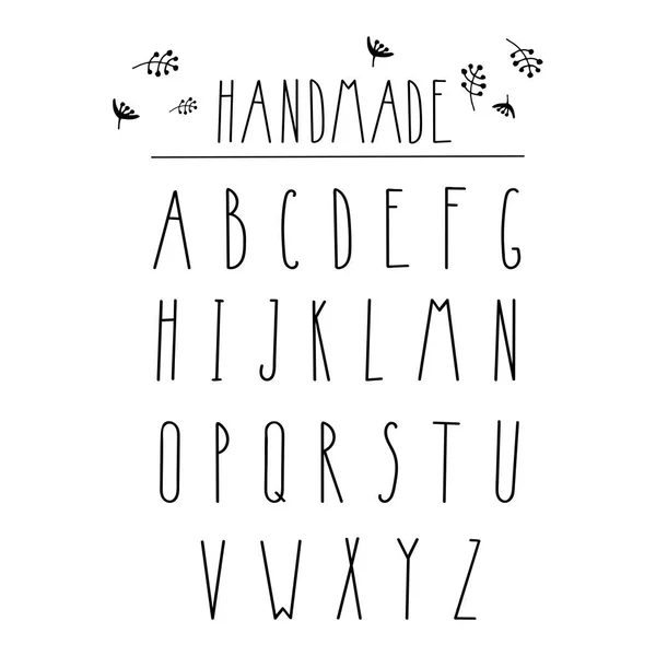 Smalle hand getrokken door inkt lettertype — Stockvector