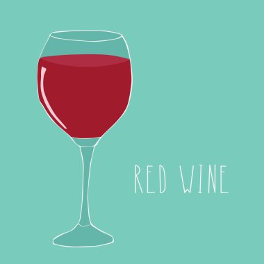 kırmızı şarap. bardağı ve elle çizilmiş harfler. yeşil arka plan. Kart tasarımı için kullanılabilir
