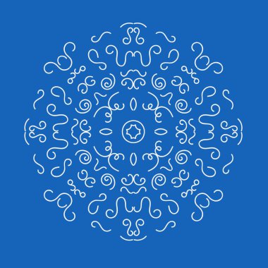 elle çizilmiş girdap öğeleri bir dairede. mavi arka plan