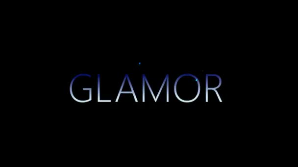 Glamor Szó Hatása Világító Részecskék Fekete Háttér — Stock videók
