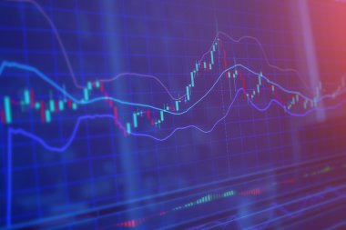 Hisse senedi grafiği, borsa verileri mavi Led üzerinde con görüntülemek.