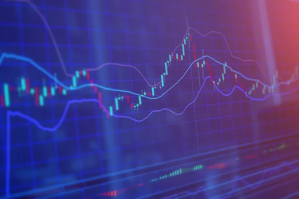 Графік фондового ринку, дані фондового ринку синім кольором на світлодіодних дисплеях con — стокове фото