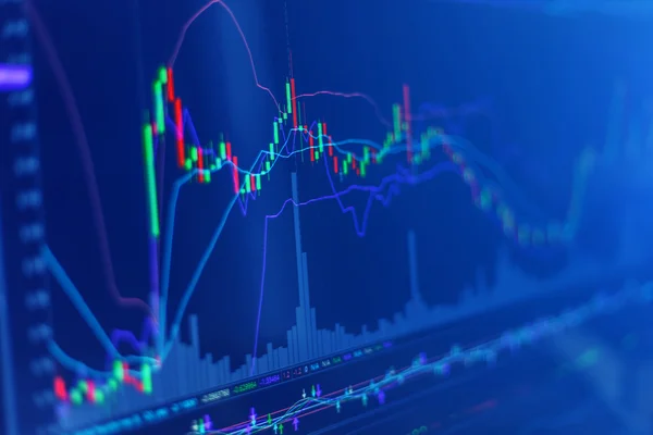 Candle stick graph-grafiek met aandelenmarkt investeringen handel — Stockfoto