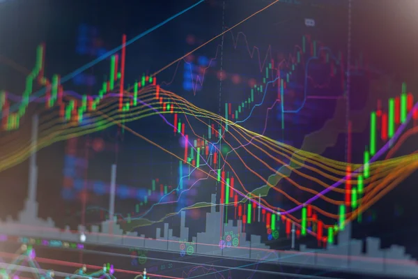 Candle stick graph diagramra a pénzügyi tőzsdei befektetési trad — Stock Fotó