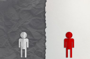 Kırmızı ve beyaz erkekler kesilmiş kağıt 