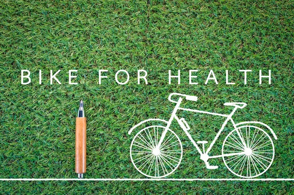 bike for health drawing on grass background