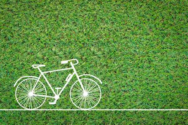 Bicycle drawing on grass field.jpg — Stock Photo, Image