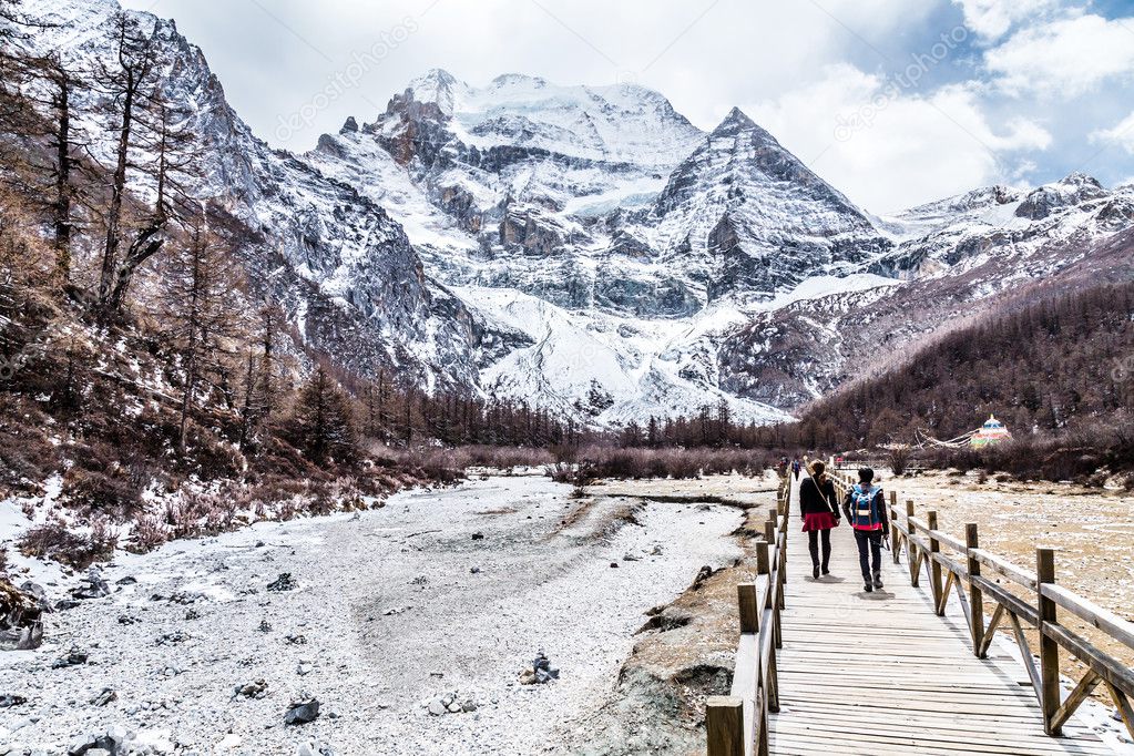 traveller walking in beautiful landscape