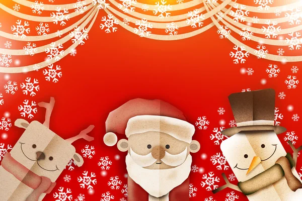 Weihnachten Cartoon Papier geschnitten Stil mit rotem Hintergrund — Stockfoto