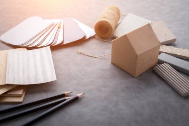 ev tasarım konsepti ile ev kağıt mockup model ve malzeme 
