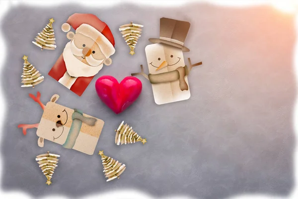 Weihnachten Hintergrund Illustration von lustigen Weihnachtsmann und roten n — Stockfoto