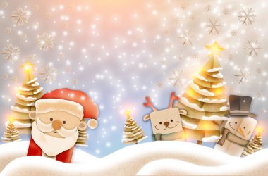 Tebrik kartı, yılbaşı kartı veya newyear kartı Noel Baba ile ,