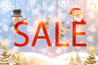 Noel satış fikirler cocnept kağıt tarzı agai içinde kar taneleri ile