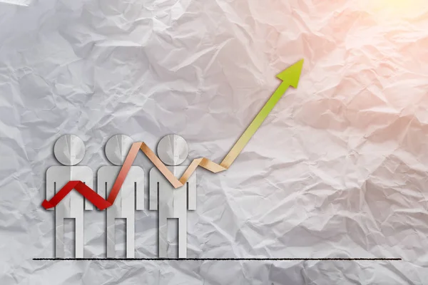 Sale analysis report show result of growth success charts and graphs on document paperwork with  crumpled paper idea