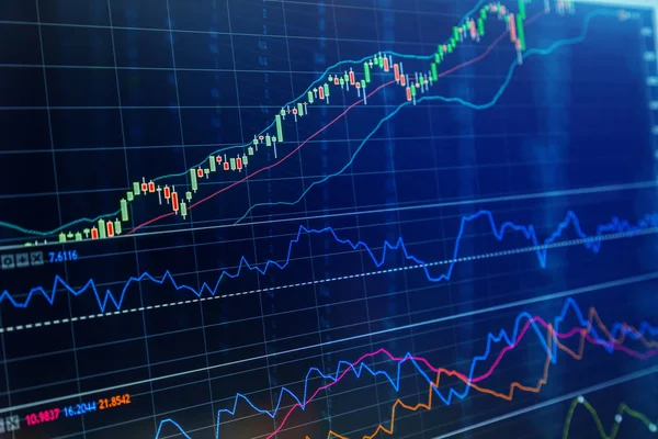 Candle Stick Graph Diagramra Tőzsdei Befektetések Kereskedelmi Üzleti Pénzügyi Befektetési — Stock Fotó