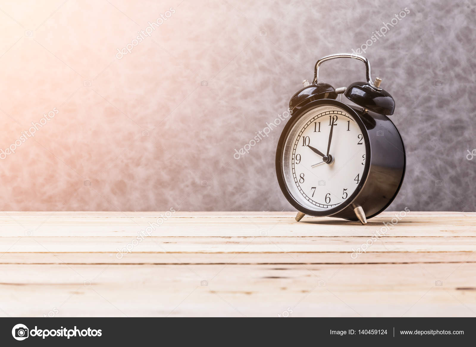 Business Time Schedule Management Concept Black Alarm Clock Wooden