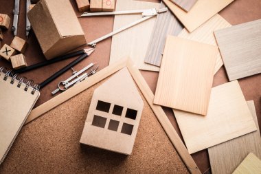 tasarım konsepti ile yaratıcılık fikirler metniniz için ücretsiz kopya alanı ile taş laminat kaplama ahşap kalem malzeme örnek ile