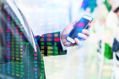 iş başarı vizyonu ile eylem arka plan ticari finansal borsa graph grafiği ile smartphone