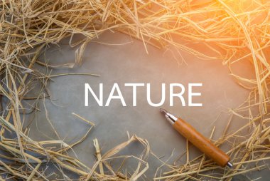 Kalem kumaş ve kuru saman boş parçası üzerinde yatan