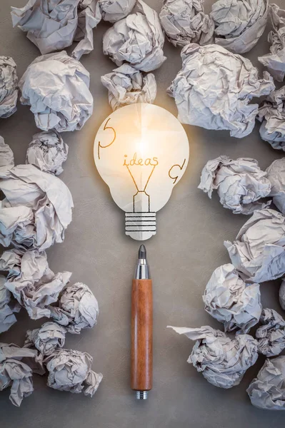 ideas bulb paper on grey texture background