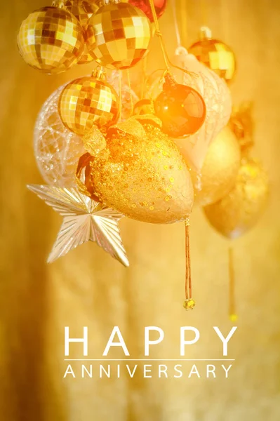 Golden christmas gift and decoration — Stock Photo, Image